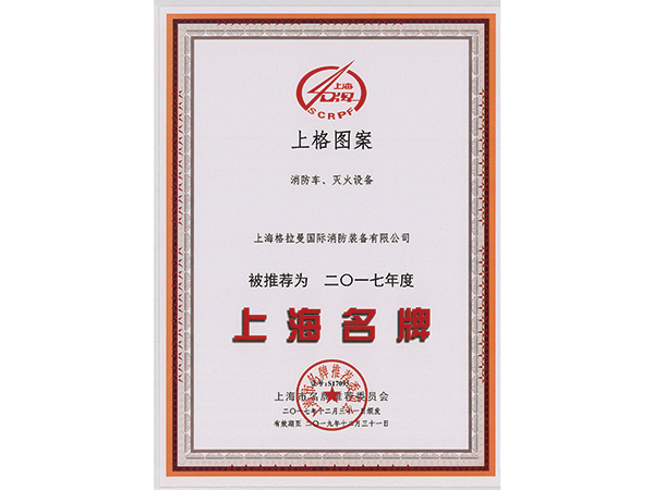 2017年度上海名牌-证书