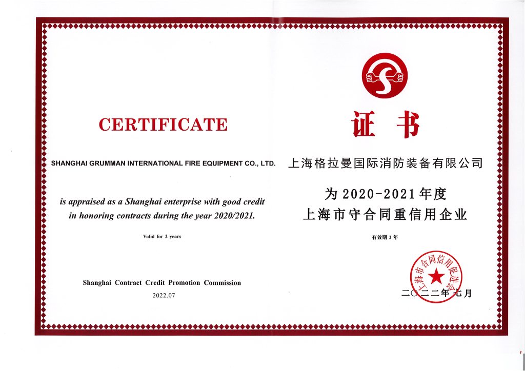 2020-2021年度上海市守合同重信用企业2022.7-2024.7
